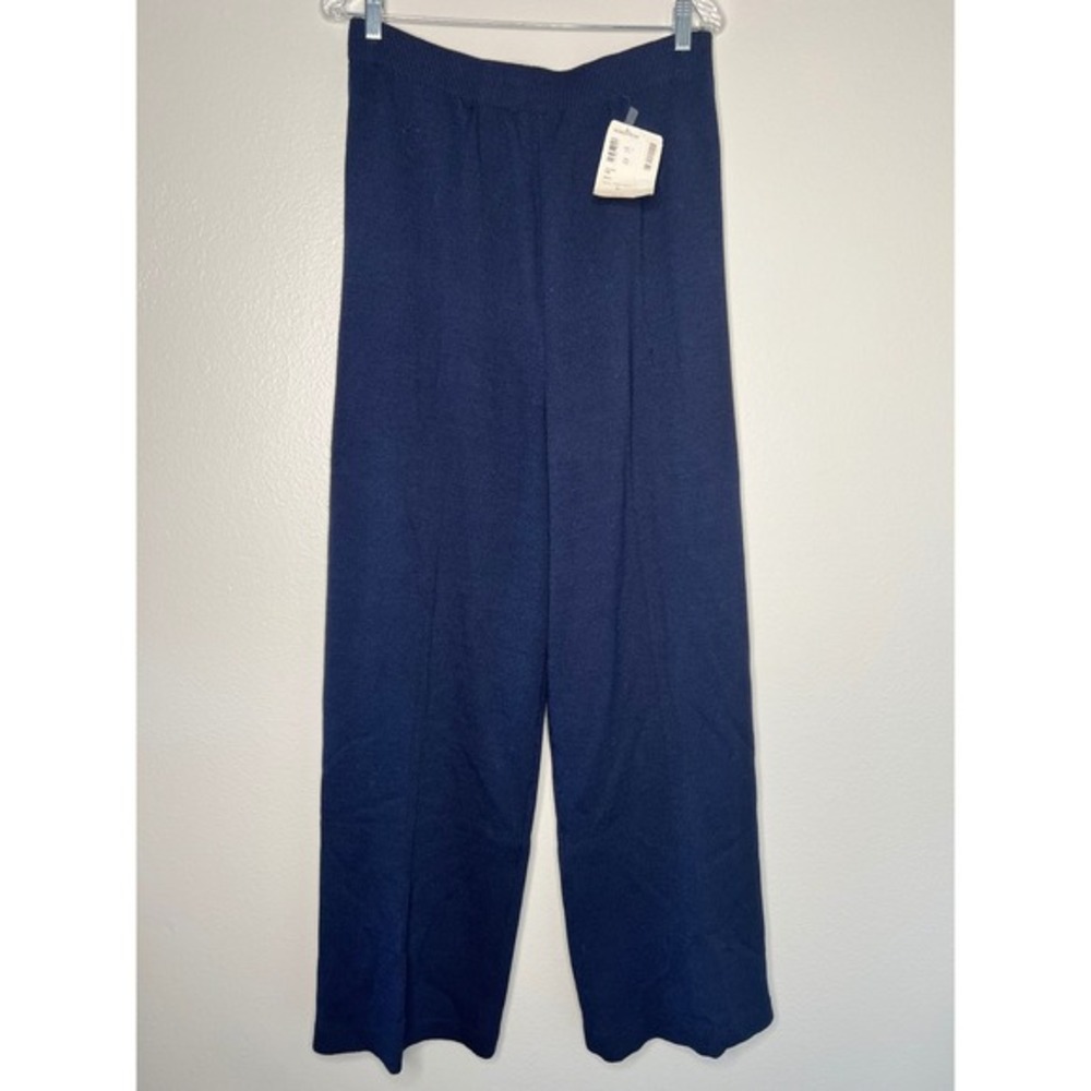 St John Evening by Marie Gray Navy Blue Knit Wide‎ Leg Pleated Pants Size 14 - Picture 8 of 11